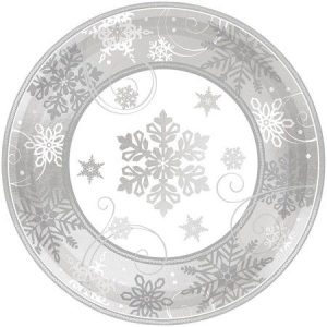 Pratos Flocos Neve Metalizados 18Cm