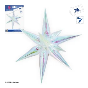 Balão foil estrela 3d iridiscente 76cm