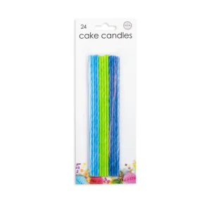 24 velas de bolo extra longas azuis