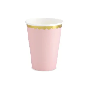 6 Copos rosa dourado