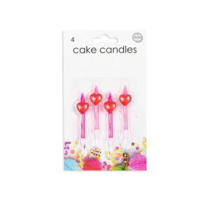 4 velas de bolo com coração