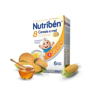 Nutribén Farinha não láctea, Saco 300g 6M+ 8 Cereais, Mel e Bolacha Maria