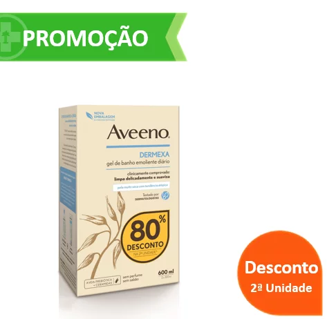 Aveeno Dermexa Gel de Banho Emoliente Duo c/ Desconto 80% 2ª Embalagem 2 x 300 mL