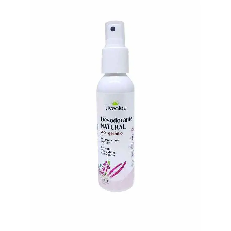 Desodorante 100% Natural Aloe, Gerânio, Lavanda e Ylang-Ylang (120ml) Livealoe