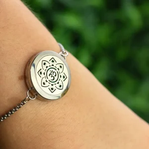 Pulseira Difusora Mandala OM Aço Inox Premium 316L – 25mm