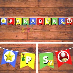 Bandeirola Para O Tema Super Mario