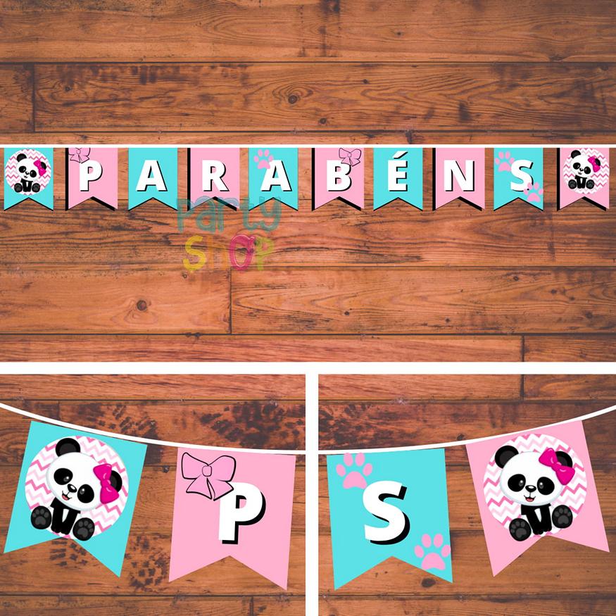 Bandeirola Para O Tema Panda Bebé