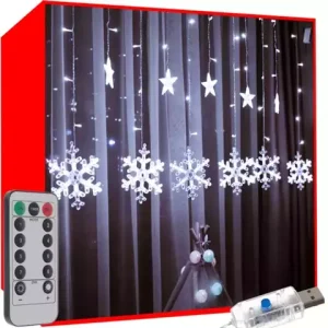 Cortina de luz 138 LED USB branco frio