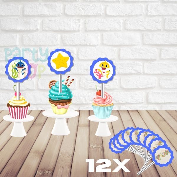Mini Toppers Para Festa De Baby Shark - Image 2