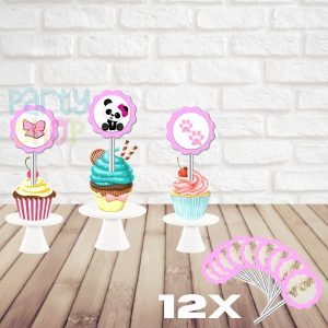 Mini Toppers Para Festa De Panda Bebé