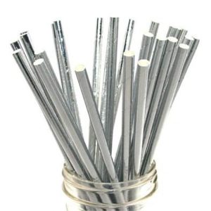 20 Palhinhas De Papel Prata