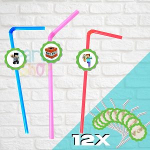 12 Palhinhas Para Festa De Minecraft