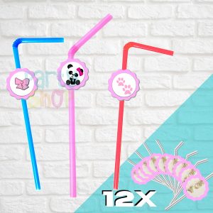 12 Palhinhas Para Festa De Panda Bebé